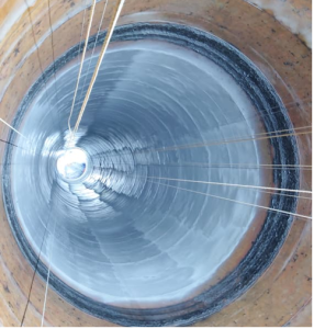 Epoxy glass flake lining application inside 200m power plant chimney in Malaysia