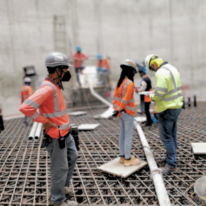 Johmy Fabella Falqueza supporting concrete slip activities at the San Buenaventura Power Ltd. Project in Mauban, Quezon